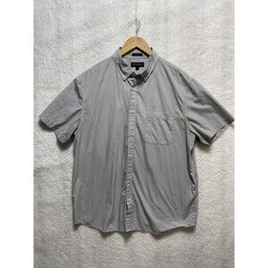 Banana Republic Factory Shirt XL Gray Printed Short Sleeve Button Up Slim Fit